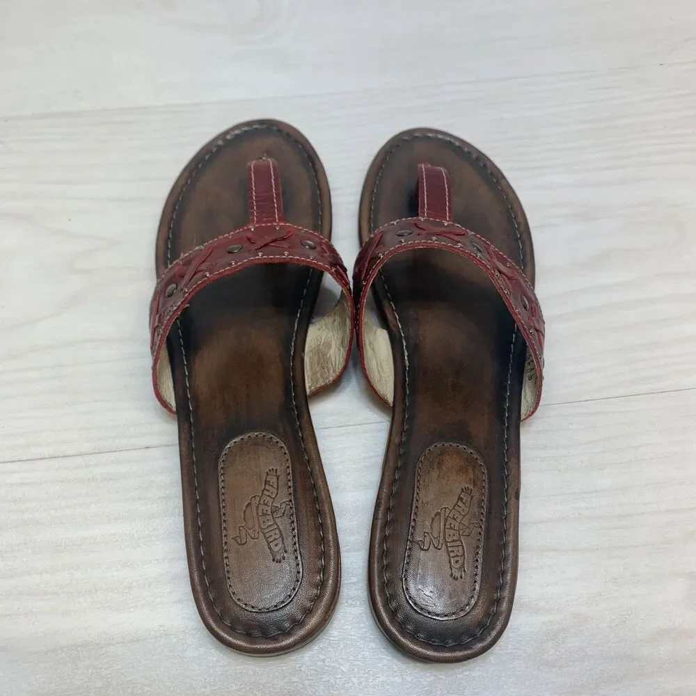 Factory Freebird Leather Sandals SHAY Red Womens Size‎ 12 Rare NEW With Box